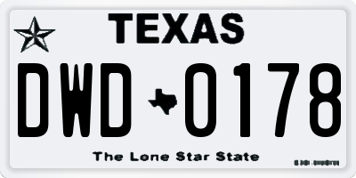 TX license plate DWD0178