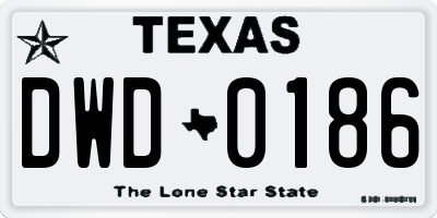 TX license plate DWD0186