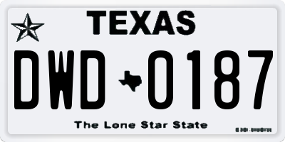 TX license plate DWD0187
