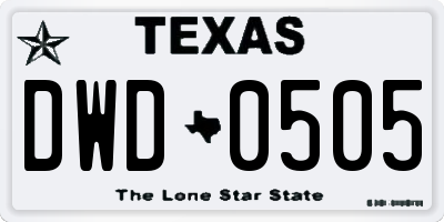 TX license plate DWD0505