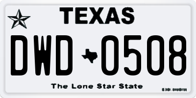 TX license plate DWD0508