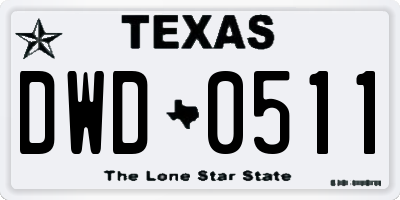 TX license plate DWD0511