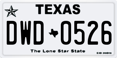TX license plate DWD0526