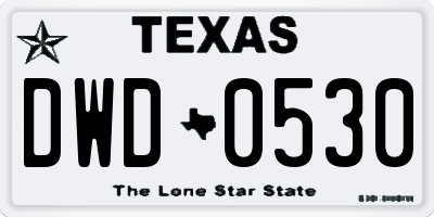 TX license plate DWD0530