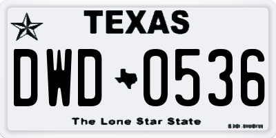 TX license plate DWD0536