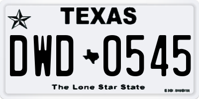 TX license plate DWD0545