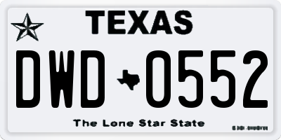 TX license plate DWD0552