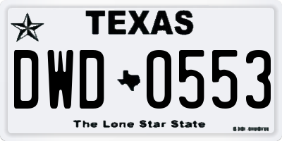TX license plate DWD0553