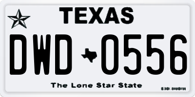 TX license plate DWD0556