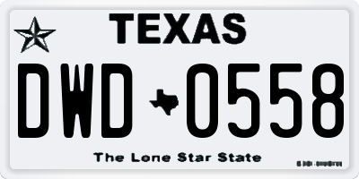 TX license plate DWD0558