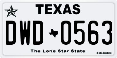 TX license plate DWD0563