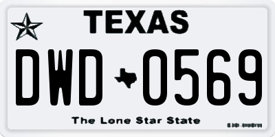 TX license plate DWD0569