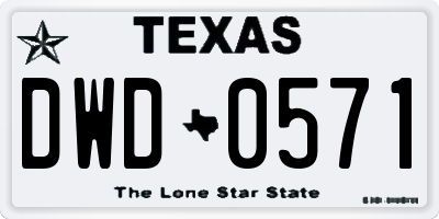 TX license plate DWD0571