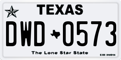 TX license plate DWD0573