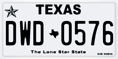 TX license plate DWD0576
