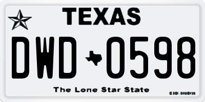 TX license plate DWD0598