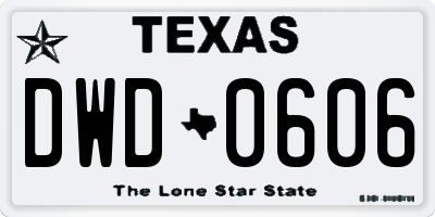 TX license plate DWD0606