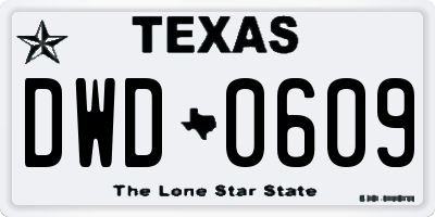 TX license plate DWD0609