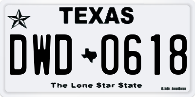 TX license plate DWD0618