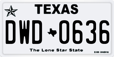 TX license plate DWD0636