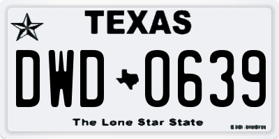 TX license plate DWD0639