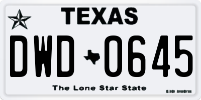 TX license plate DWD0645