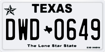 TX license plate DWD0649