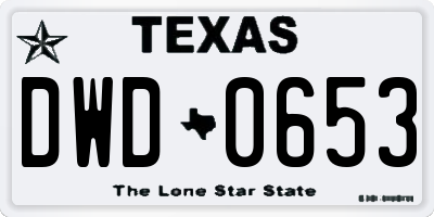 TX license plate DWD0653
