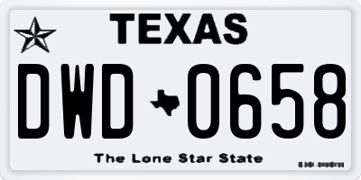 TX license plate DWD0658
