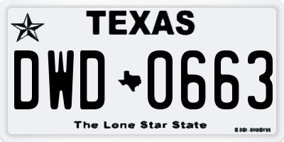TX license plate DWD0663