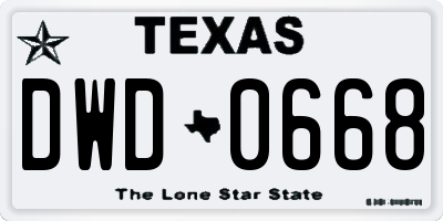 TX license plate DWD0668