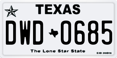 TX license plate DWD0685
