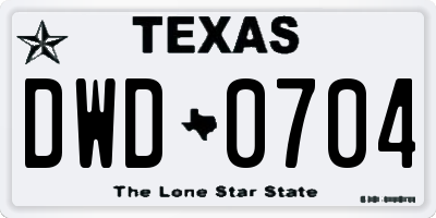 TX license plate DWD0704