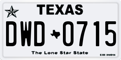 TX license plate DWD0715