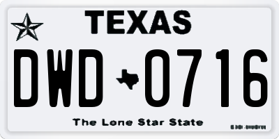 TX license plate DWD0716