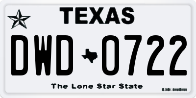 TX license plate DWD0722