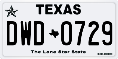 TX license plate DWD0729