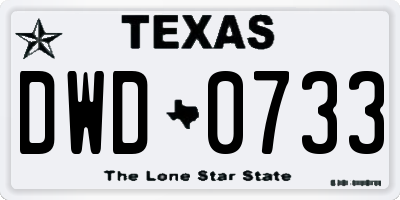 TX license plate DWD0733