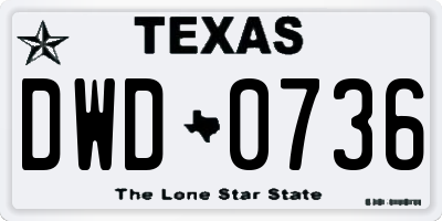 TX license plate DWD0736