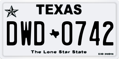 TX license plate DWD0742