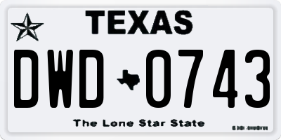TX license plate DWD0743