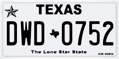 TX license plate DWD0752
