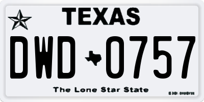 TX license plate DWD0757