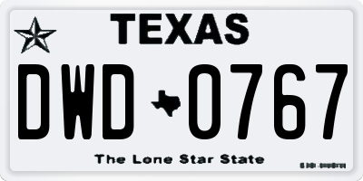 TX license plate DWD0767