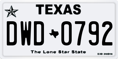TX license plate DWD0792