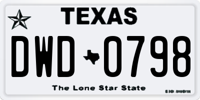 TX license plate DWD0798