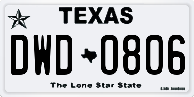 TX license plate DWD0806