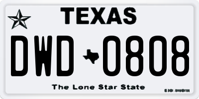 TX license plate DWD0808
