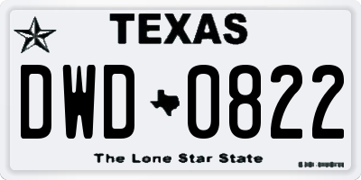 TX license plate DWD0822
