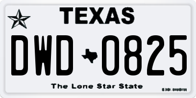 TX license plate DWD0825